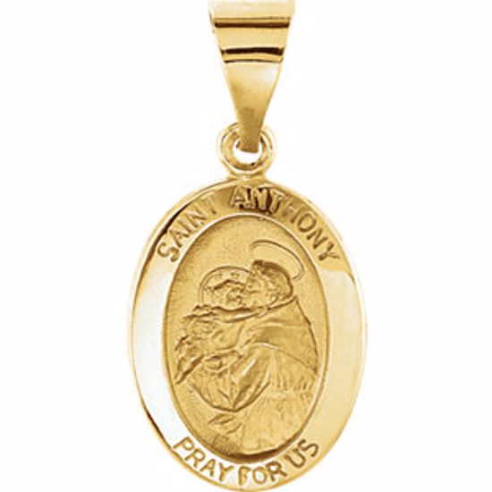 R41613:60003:P 14kt Yellow 15x11mm Hollow Oval St. Anthony Medal