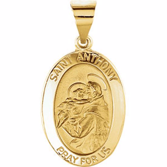 R41613:60004:P 14kt Yellow 19x13.5mm Hollow Oval St. Anthony Medal