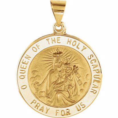 R45324:105:P 14kt Yellow 22mm Round Hollow Scapular Medal