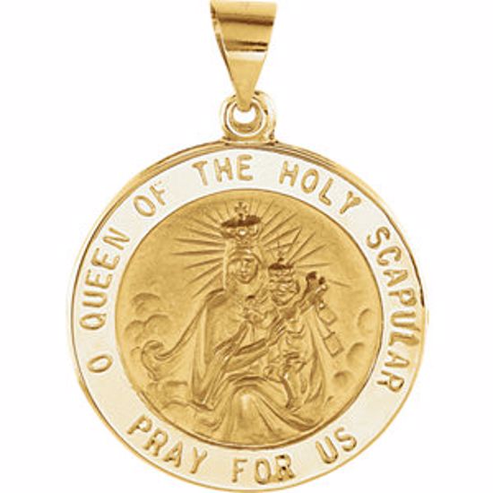 R45324:105:P 14kt Yellow 22mm Round Hollow Scapular Medal