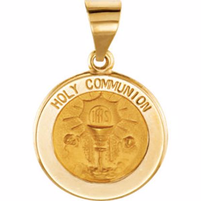 R45328:101:P 14kt Yellow 14.75mm Round Hollow Holy Communion Medal