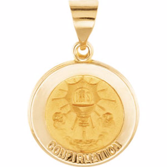 R45330:101:P 14kt Yellow 15mm Round Hollow Confirmation Medal