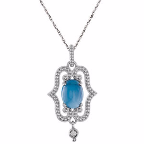 85347:60003:P Sterling Silver Swiss Blue Topaz & .015 CTW Diamond 18" Necklace