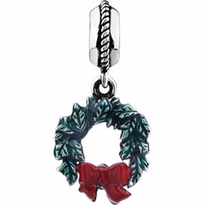 28633:101:P Sterling Silver 16x10mm Christmas Wreath Dangle