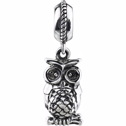 28596:101:P Sterling Silver 15x3mm Owl Dangle