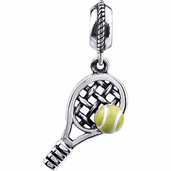 28626:101:P Sterling Silver 18x9.5mm Tennis Dangle