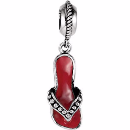 28628:101:P Sterling Silver 19.5x8mm Red Flip Flop Dangle