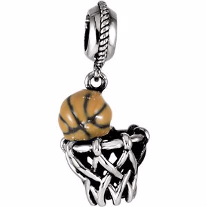 28630:101:P Sterling Silver 18x11mm Basketball Dangle