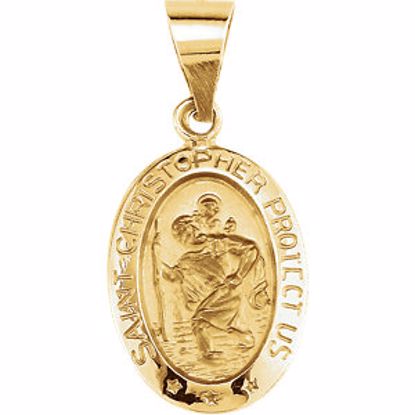 R41617:60003:P 14kt Yellow 15x11mm Oval St. Christopher Hollow Medal