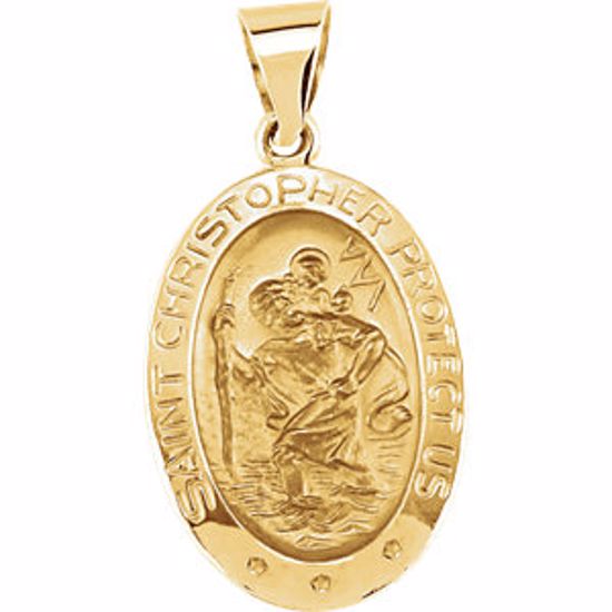 R41617:60005:P 14kt Yellow 19x13.5mm Oval St. Christopher Hollow Medal