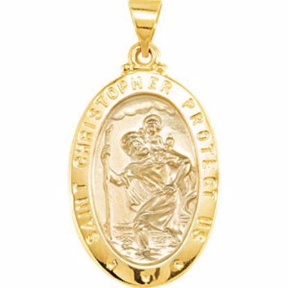 R41617:60007:P 14kt Yellow 25.5x17.75mm Oval St. Christopher Hollow Medal