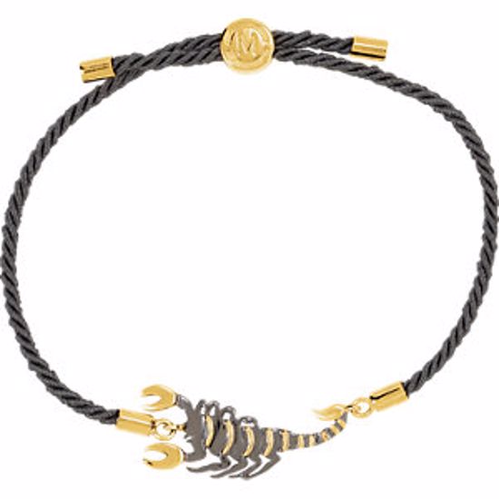 650001:6120:P 18kt Yellow Vermeil Scorpion Black Satin 8" Bracelet for Passion