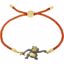 650675:6130:P 18kt Vermeil Monkey 8" Red Satin Rope Bracelet for Mischief 