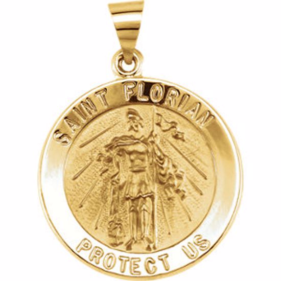 R41618:60005:P 14kt Yellow 21.8mm Round Hollow St. Florian Medal