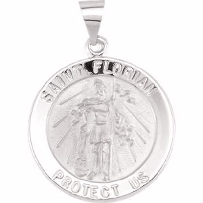 R41618:60006:P 14kt White 21.8mm Round Hollow St. Florian Medal