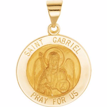 R45336:101:P 14kt Yellow 18.5mm Round Hollow St. Gabriel Medal