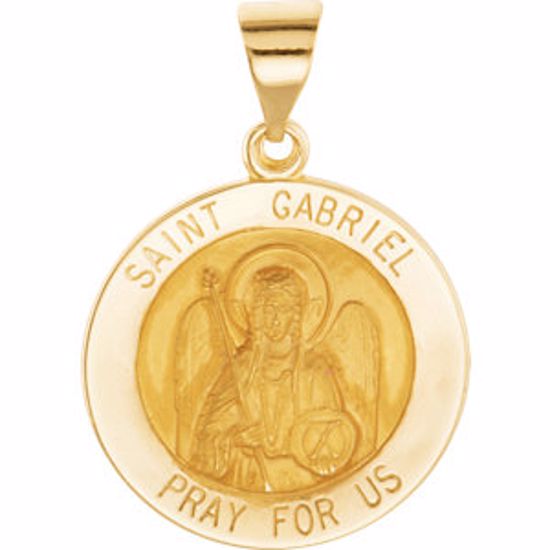 R45336:101:P 14kt Yellow 18.5mm Round Hollow St. Gabriel Medal