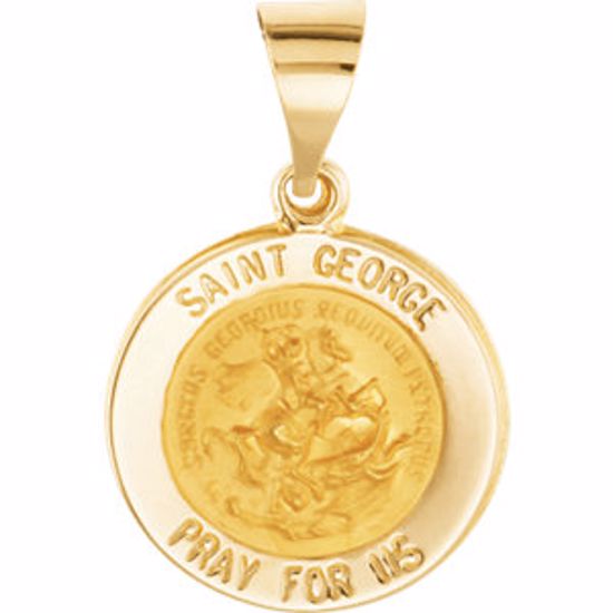 R45335:101:P 14kt Yellow 15mm Round Hollow Miraculous Medal