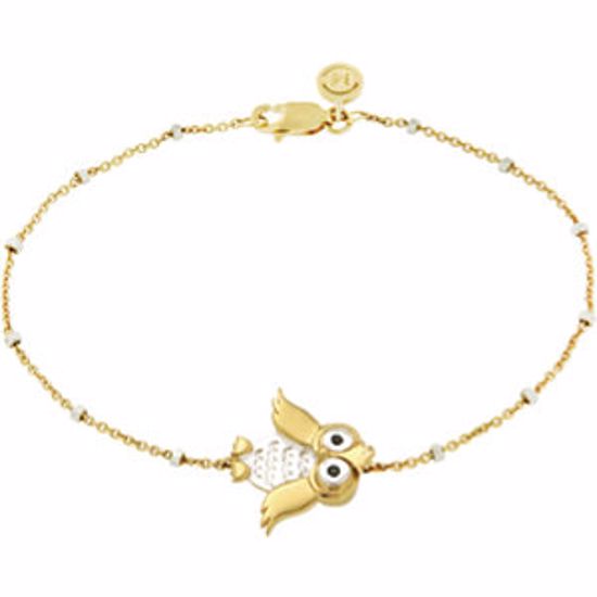 650658:6030:P 18kt Vermeil Owl 7.5" Chain Bracelet for Wisdom