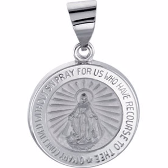 R41623:60006:P 14kt White 15mm Hollow Round Miraculous Medal