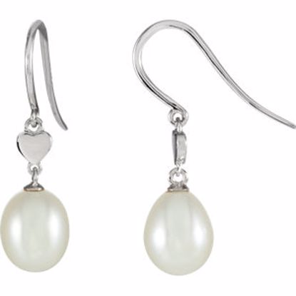 650109:501:P 14kt White Freshwater Cultured Pearl Dangle Earrings