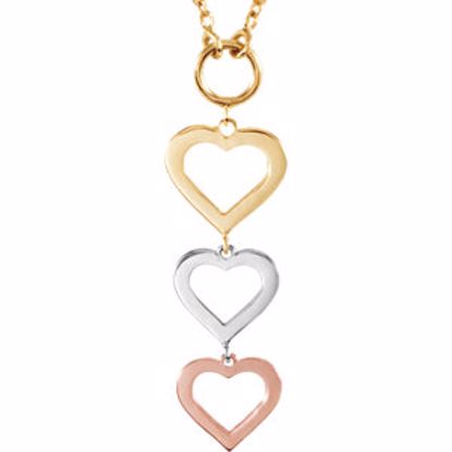 650114:101:P 14kt Rose, Yellow & White Heart 18" Necklace