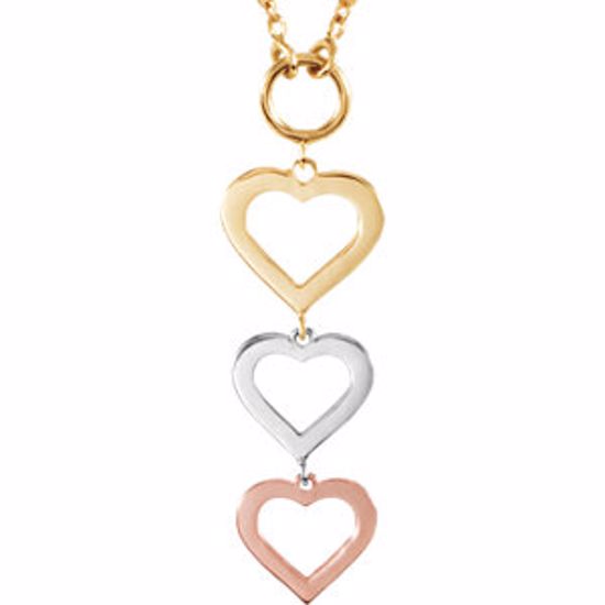 650114:101:P 14kt Rose, Yellow & White Heart 18" Necklace