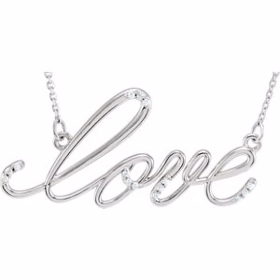 85504:60000:P Sterling Silver .08 CTW Diamond "Love" Design 18" Necklace