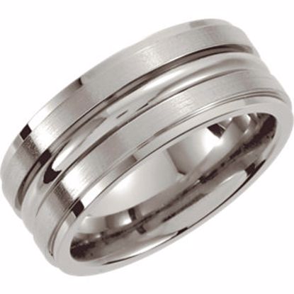 STST1015:085:P Stainless Steel 8mm Grooved Ridged Band Size 8.5