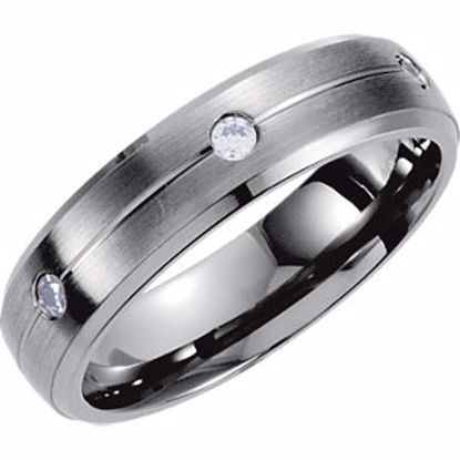 T1013D:1065:P Titanium 5mm .18 CTW Diamond Satin & Beveled Edge Band Size 6.5