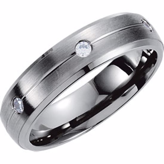 T1013D:1095:P Titanium 5mm .18 CTW Diamond Satin & Beveled Edge Band Size 9.5