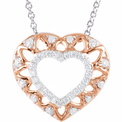 650083:100:P 14kt Rose & White 1/6 CTW Diamond Heart 18" Necklace