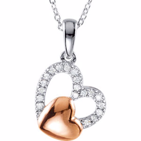 650080:100:P Sterling Silver 14kt Rose Plated 1/6 CTW Diamond Heart 18" Necklace