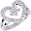 650076:108:P Sterling Silver .07 CTW Diamond Heart & Fleur-De-Lis Design Ring Size 8