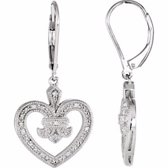 650077:100:P Sterling Silver .06 CTW Diamond Heart Lever Back Earrings