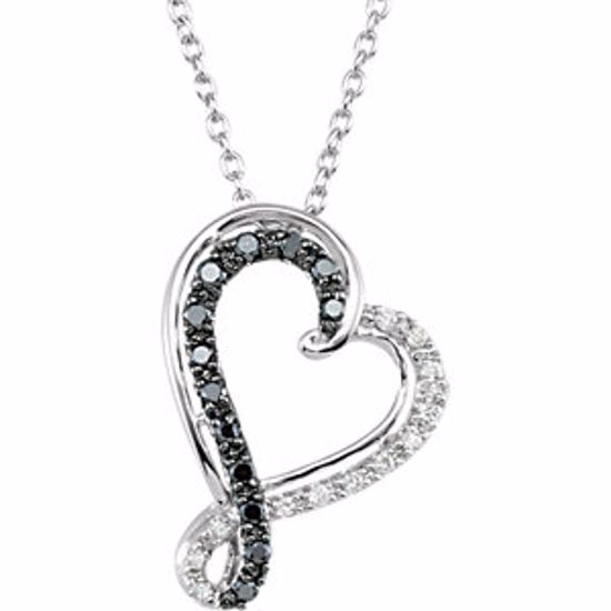 69956:100:P Black & White Diamond Heart Necklace