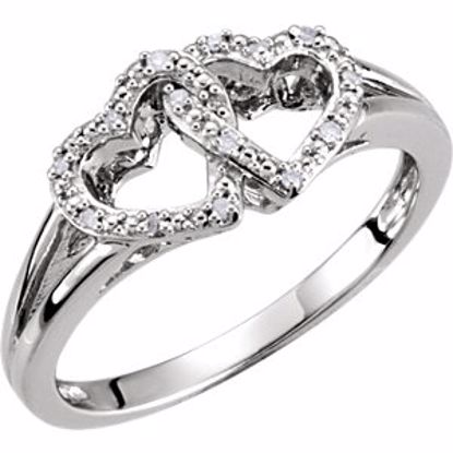 650082:108:P Sterling Silver .05 CTW Diamond Double Heart Design Ring Size 8