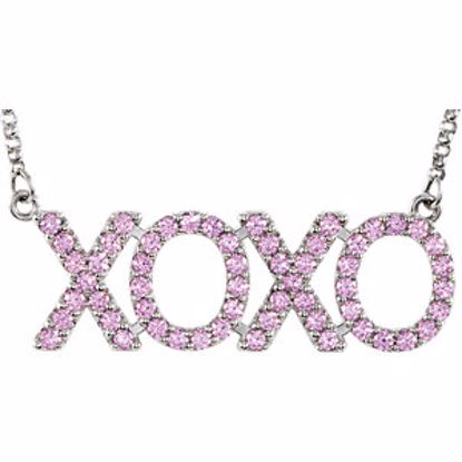 85528:60000:P "XOXO" Pink Cubic Zirconia 18" Necklace
