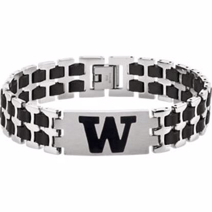 650398:114:P Stainless Steel Washington Huskies Logo 8.5" Bracelet