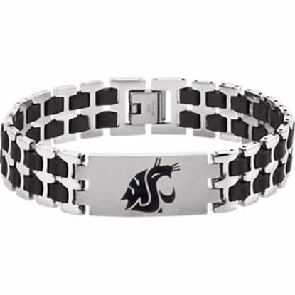 650403:119:P Stainless Steel Washington State Cougars Logo 8.5" Bracelet