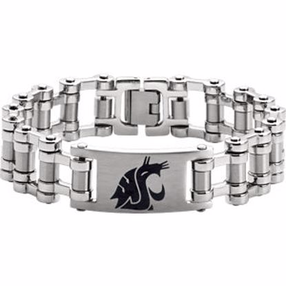 650452:121:P Stainless Steel Washington State Cougars Logo 8.5" Bracelet