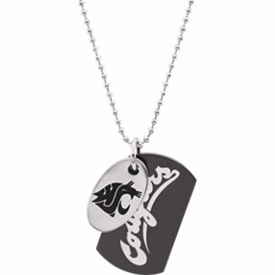 650316:114:P Stainless Steel Washington State Cougars Logo Dog Tag with 27" Chain