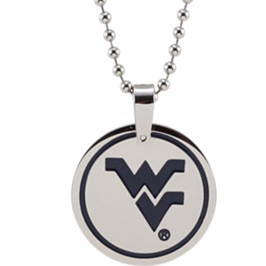 650611:111:P Stainless Steel West Virginia Mountaineers Logo Dog Tag with 27" Chain