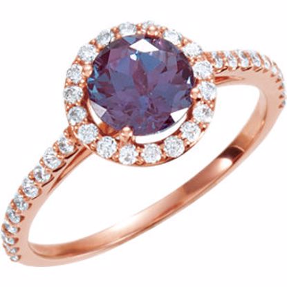 68873:224:P 14kt Rose Chatham® Created Alexandrite & 3/8 CTW Diamond Ring
