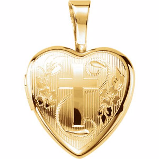 190050:202:P Gold Plated & Sterling Silver Cross Heart Locket