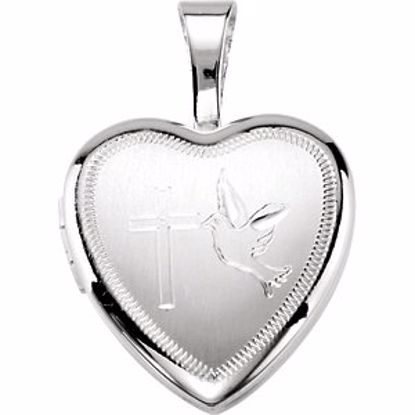 190052:401:P Sterling Silver Cross & Dove Heart Locket