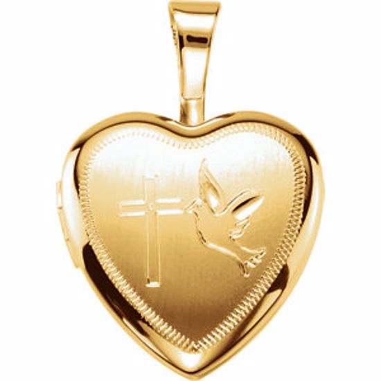 190052:402:P Gold Plated & Sterling Silver Cross/Dove Heart Locket