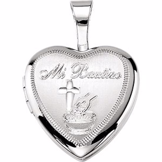 190053:501:P Sterling Silver Bautizo Heart Locket