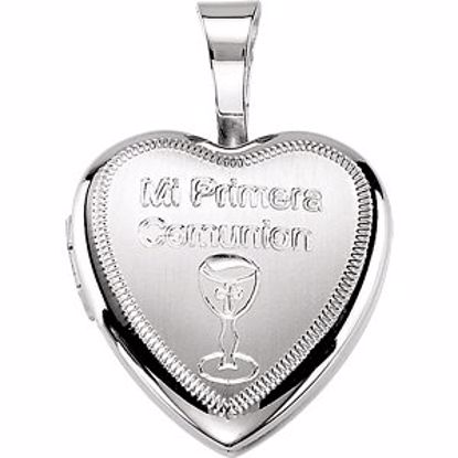 190054:601:P Sterling Silver Primera Communion Heart Locket