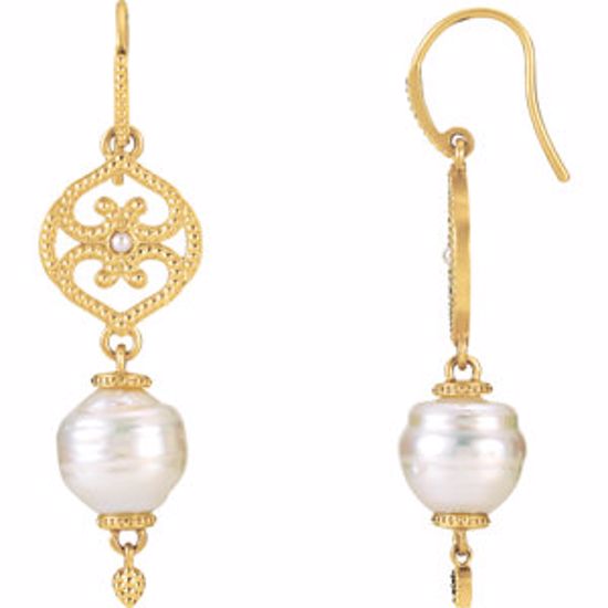 85515:101:P 14kt Yellow South Sea Cultured Pearl Earrings